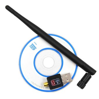 Mini Portable USB WiFi Receiver Adapter 150Mbps Lan Wireless Network Card Accessory with 5DB Antenna Driver CD - intl