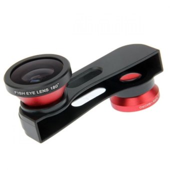 Fish Eye Wide Angle Lens 180 Degree + Detachable Wide and Macro Lens For iPhone 5 - Hitam