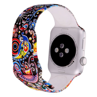 Apple Watch Strap 38MM Fashion Graffiti Soft Silicone Fitness Sport Band Replacement Wristband for Apple Watch Sport/Edition Series 2/Series 1 All Versions (Graffiti 38MM) - intl
