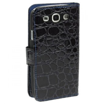 Blz Crocodile Texture Flip Leather Case with Credit Card Slot & Holder for Samsung Galaxy SIII / i9300 - Hitam