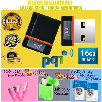 Pqi U601L Mini Flashdisk USB 16GB COB Waterproof & Shockproof + Gratis Anti Virus MC Afee 90 Hari + Usb OTG Reader & Led Usb Portable