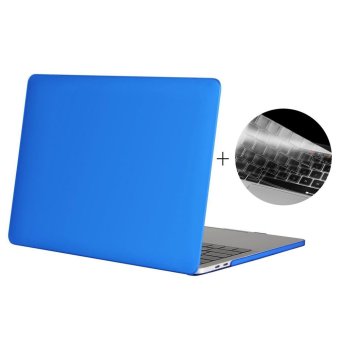 HAT PRINCE Matte Plastic Shell for MacBook Pro 15.4-inch 2016 with Touch Bar (A1707) + US Version TPU Keyboard Film - Dark Blue - intl