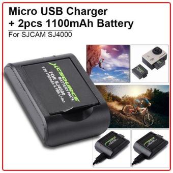 XCSource Micro USB Charger w/ 2pcs 1100mAh 3.7V Replace Battery For SJ4000 SJ5000 Cam
