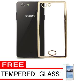 Softcase Silicon Jelly Case List Shining Chrome for Oppo Neo 5 (A31) - Gold + Free Tempered Glass