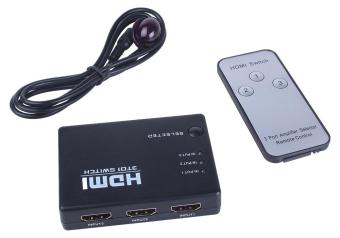 moob 3 Port HDMI Switch Switcher Selector Splitter 3 HDMI Inputs 1 Output Auto Switching with Remote Control