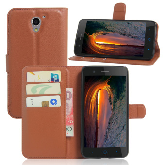PU Leather Case Flip Stand With Wallet Card Slots Cover For ZTE Blade A510 (Brown)