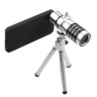 12 x zoom optik lensa kamera teleskop ponsel logam aluminium Mini tumpuan kaki tiga dan kasus untuk iphone 6