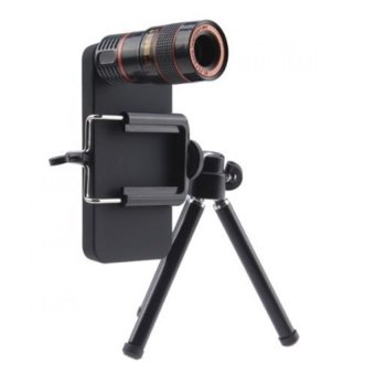 Mobile Phone Telescope Lens 8X Optical Zoom with Universal Clamp + Case for iPhone 5/5S - Hitam