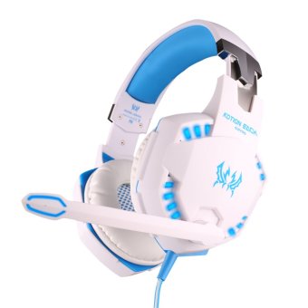 KOTION EACH G2100 Vibration Function Professional Gaming Headphone Games Headset with Mic Stereo Bass LED Light for PC Gamer (White)