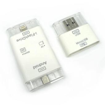 i-FlashDrive HD OTG Micro SD & TF Card Reader Lightning with Micro USB Adapter - White