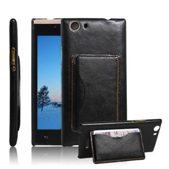 Lichee Pattern Case Cover with Stand Function and One Card Solt for Wiko Ridge 4G Black