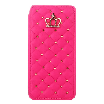 Cocotina 4.7'' Metal Rivet Bling Crown Faux Leather Wallet Case Cover For iPhone 6 / 6s - Rose Red