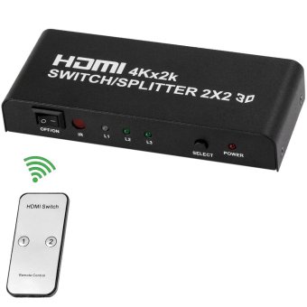 MiniCar 2 x 2 HDMI Splitter Support 3D 4K x 2K for HDTV PSP with EU Plug - 100 - 240V Black size:eu plug(Color:Black)(Int:EU PLUG)(Intl) - intl