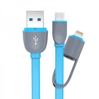 Titanium 2 in 1 Duo Magic Cable Lightning and Micro USB Cable for Android / iOS 8 - Round Split Back Model - Biru