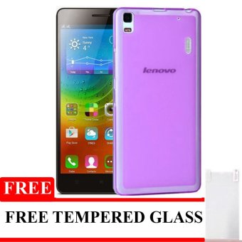 Softcase Ultrathin Soft for Lenovo A7000 - Ungu Clear + Gratis Tempered Glass