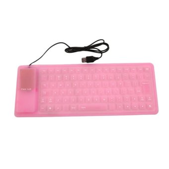 HengSong 85 Keys USB Wired Soft Silicone Portable Flexible Foldable Keyboard Silent TypingComputer Desktop Keyboards(Pink) - intl