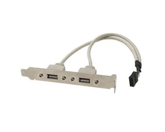 niceEshop 2 Port USB Rear Panel Bracket Host Adapter,White