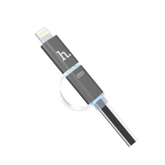 Hoco UPL08 Duo Apple Lightning Cable Micro USB 2 in 1 Sync Data and Charger - Hitam