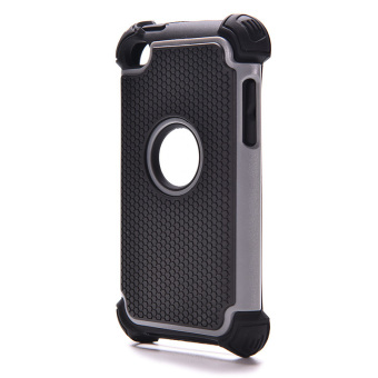 Velishy Hard Plastic and Silicone Case for iPod Touch 4th Black/Grey