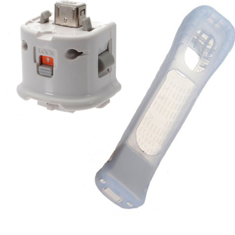 Vococal Motionplus adaptor plus sensor gerak untuk Nintendo Wii Remote Kontrol + kasus silikon putih