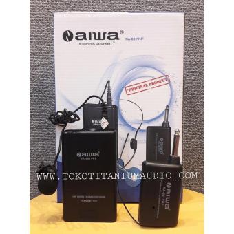 Aiwa Na 801 Microphone Mic Wireless Clip On VHF Hitam