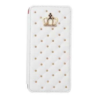 Cocotina 5.5'' Metal Rivet Bling Crown Faux Leather Wallet Case Cover For iPhone 6 Plus / 6s Plus – White