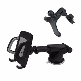 2 in 1 Easy Touch Universal Smartphones Car Mobile Phone Mount Cradle Holder with 360 Degree Rotation,Windshield Dashboard Mount and Air Vent Mount - intl