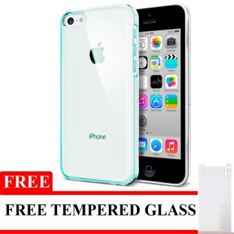 Softcase Ultrathin Soft for iPhone 5 - Biru Clear + Gratis Tempered Glass