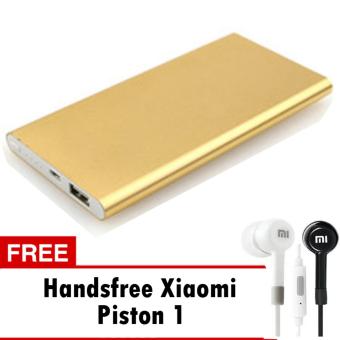 Powerbank Ultra Slim 99000MAh Aluminium Case - Gold + Free Handsfree Piston 1