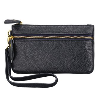 Boshiho Womens Clutch Wallet Wristlet with Lanyard, Cell Phone Leather Wallet Coin Purse(Black) - intl