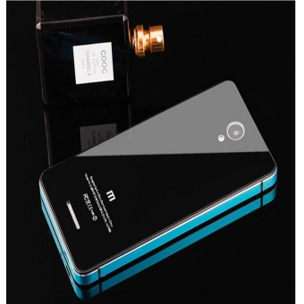 Taff Aluminium Tempered Glass Hard Case for Xiaomi Redmi Note 2 - BlackBlue
