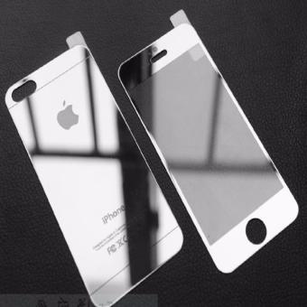 Rainbow Tempered Glass 2in1 Mirror Glossy For Apple iPhone 5G/5S/5SE Screen Protector / Pelindung layar Model Cermin - Silver