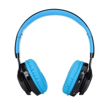 Fashion Bluetooth Wireless Foldable Led Headphones WithMicophoneSuper Bass Sports Stereo Headset With FM Radio TF Card -Blue(Black) - Int'l - intl