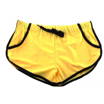 Fancyqube Men's Low-waist Boxer Pocket Swim Trunks Yellow