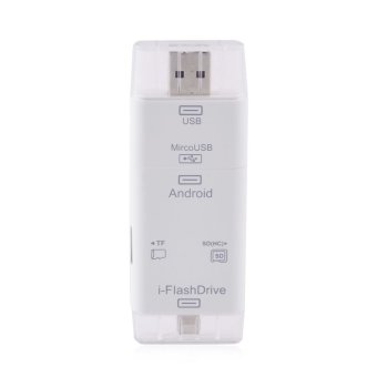 i-Flash Drive HD USB Storage Device Mini Pendrive Micro SD U Disk TF Card Reader for 8pin iPhone 5/5s/6 plus for Samsung Android - White