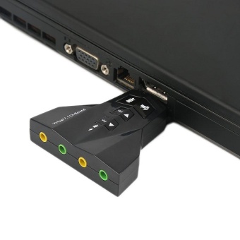1PC Black USB 2.0 3D Audio Sound Card Supports Windows 8/10 System Audio Adapter - intl