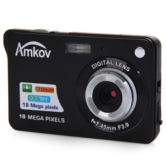 Amkov CDC3 2.7 Inch TFT Screen 18.0MP CMOS 3.0MP Anti-shake Digital Video Camera with 8X Digital Zoom (Black) - intl