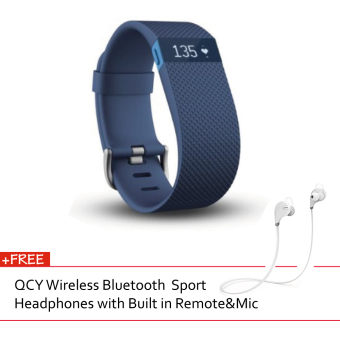 Fitbit Charge HR Wireless Activity + Sleep Wristband Small Blue(FREE QCY wireless bluetooth headphones White)