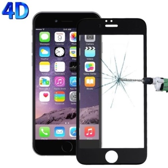 For IPhone 6 and 6s 0.26mm 9H Surface Hardness 4D Curverd Arc Explosion-proof HD Silk-screen Tempered Glass Full Screen Film (Black) - intl