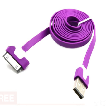 Cantiq Cable Data Charging Charger Cable USB Flat 30pin For Apple iPhone 4/4s/ iPad - Ungu