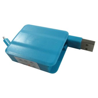 Yumoto Lightning 8 Pin Retractable Data Cable + Charger for iPhone 5 - Biru