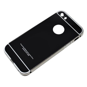 Hardcase Aluminium Bumper with Mirror Back Cover for iPhone 5/5s - Hitam