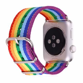 Bandmax Apple Watch Strap 42MM Rainbow Watchband High Quality Denim Fabrics Replacement Wrist Band for iWatch Sport/Edition Series 2/Series 1 All Versions (42MM) - intl