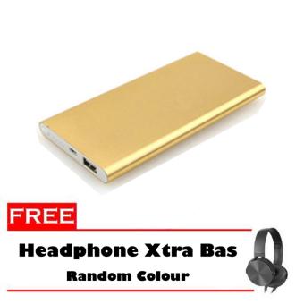 Powerbank Ultra Slim 99000MAh Aluminium Case - Gold + Free Headphone Xtra Bass