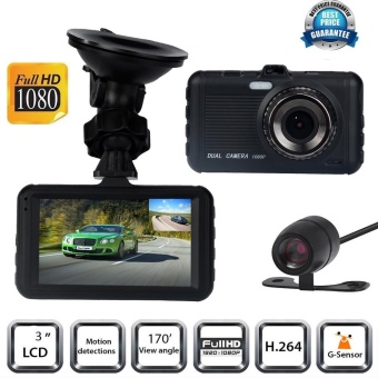 3'' Dual Lens Camera HD 1080P Car DVR Vehicle Video Dash Cam Recorder G-Sensor - intl