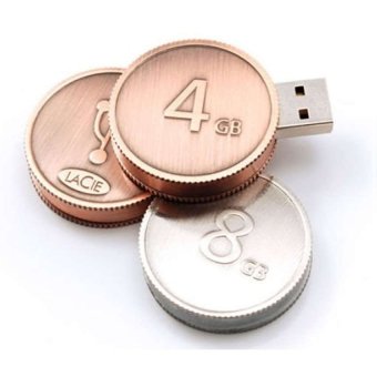 Mini Coin Shape USB 2.0 Flashdisk 16GB - Copper