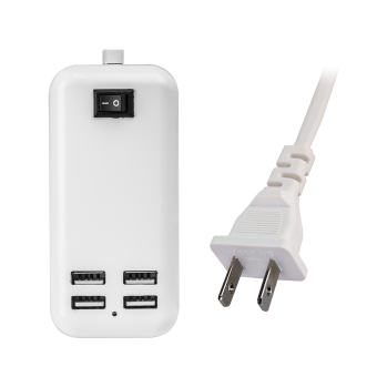 ELENXS DCH-4U 4 Port iPad iPhone Android Tablet US Plug USB Wall Charger (White)