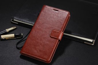 PU Leather Luxury Wallet Flip Stand Cover Case for Samsung Galaxy S6 (Brown)