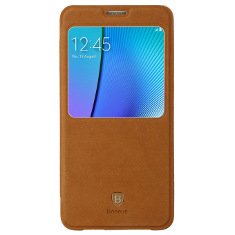 Baseus Terse Leather Case Untuk Samsung Galaxy Note 5 N920 – Coklat