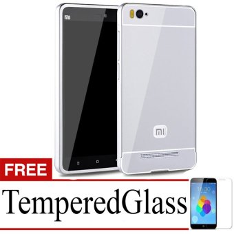 Case Aluminium Tempered Glass Hard Case for Xiaomi Mi4i - Silver + Gratis Tempered Glass